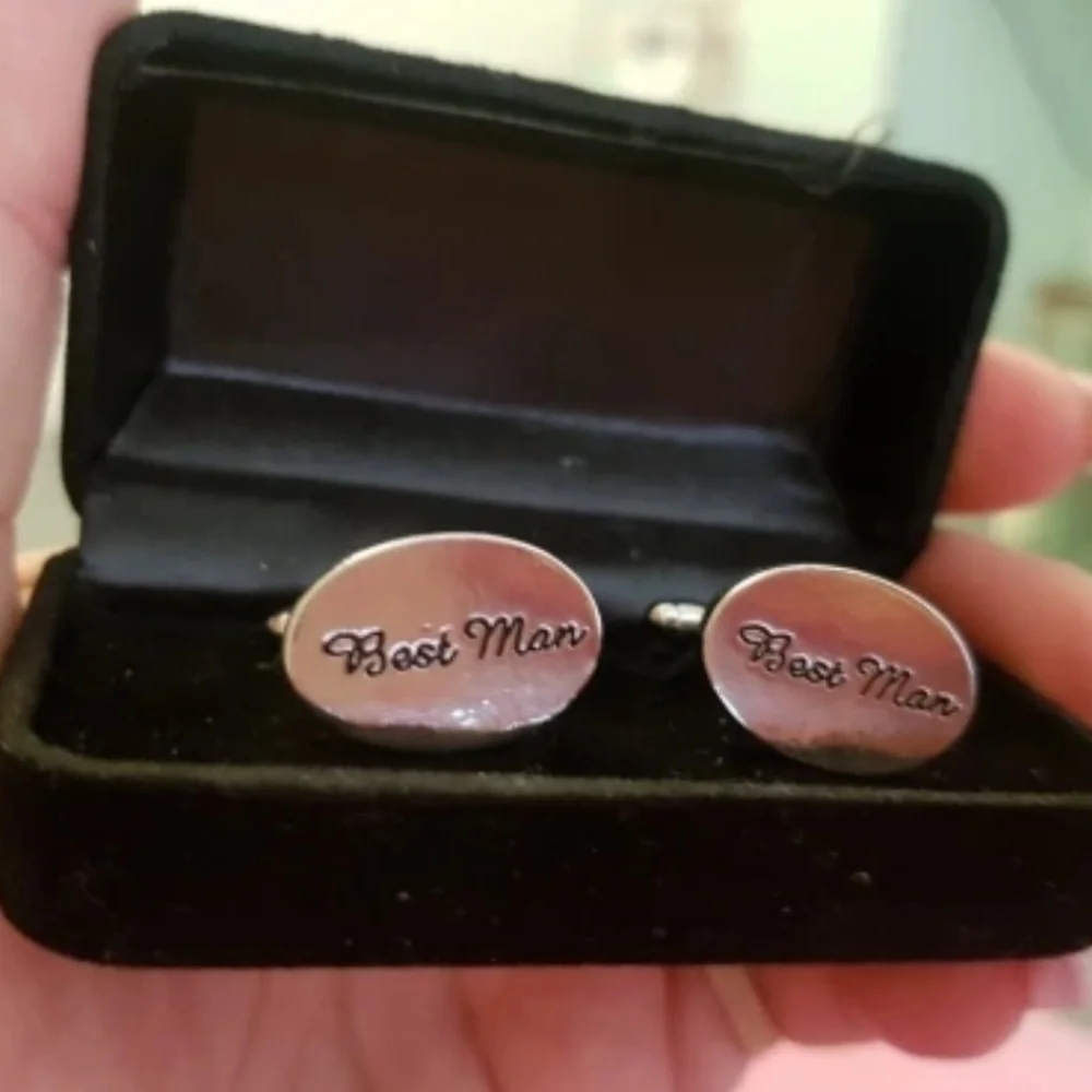 New! Best Man Silver Cuff Links